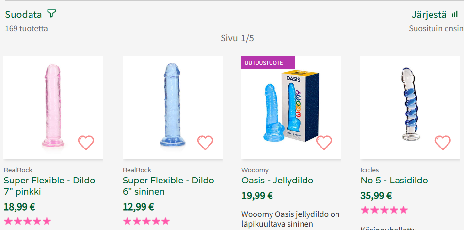 Kaalimadon suositut dildod