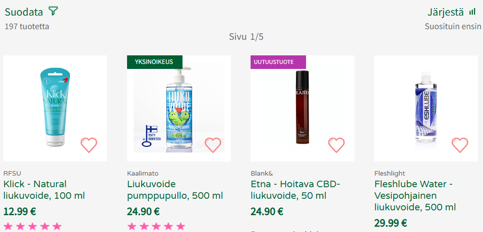 Kaalimadon suositut liukuvoiteet