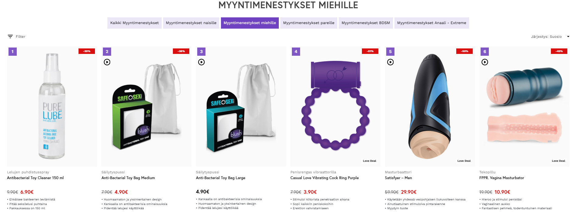 Miesten seksilelut - Woome.fi myydyimmäät tuotteet