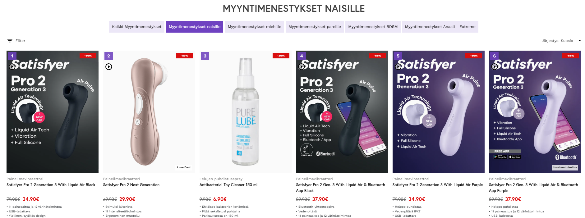Naisten seksilelut - Woome.fi myydyimmät tuotteet