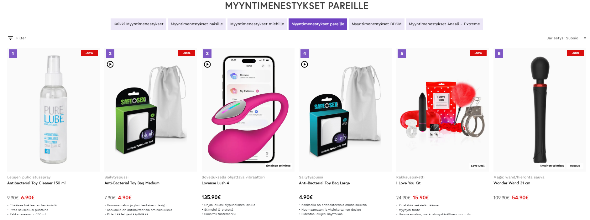 Seksilelut pariskunnille - Woome.fi myyntimenestykset